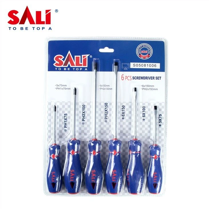 SALI Tools 6 Pcs Screwdriver Set, Magnetic Screwdriver Set Commercial Grade Phillips & Slotted Comfort Grip Screw Drivers